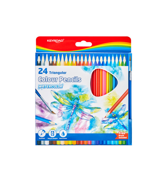 Lápices de Color, Acuarelables, inc. Pincel, Caja x 24 Colores
